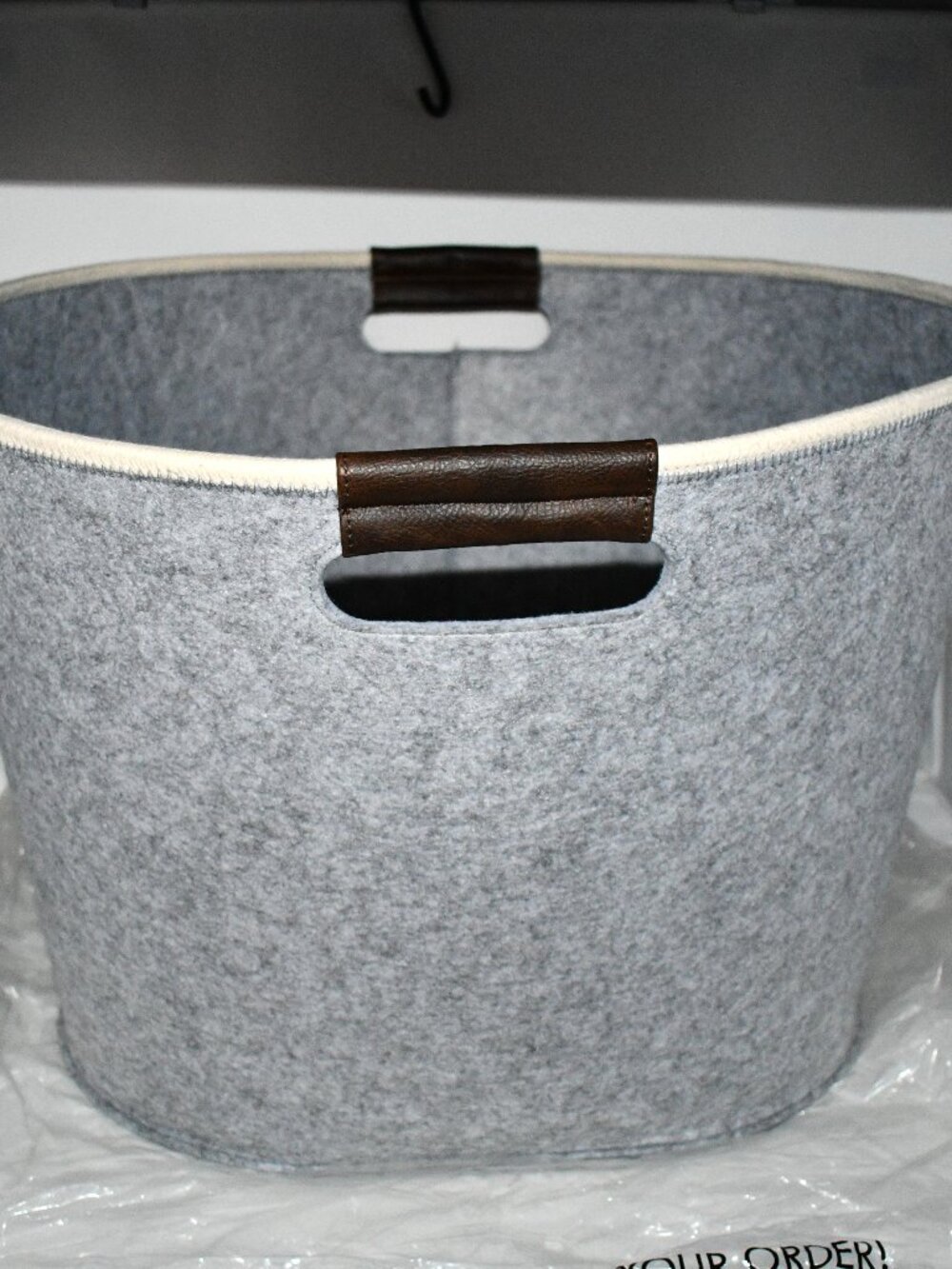 Thirty One LARGE Felt Storage Bin in  Brushed Whisper Grey NWT